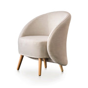 Poltrona Alla, Poltrona di design da salotto, 100% Made in Italy, Poltroncina relax in tessuto imbottito, cm 70x60h80, Beige