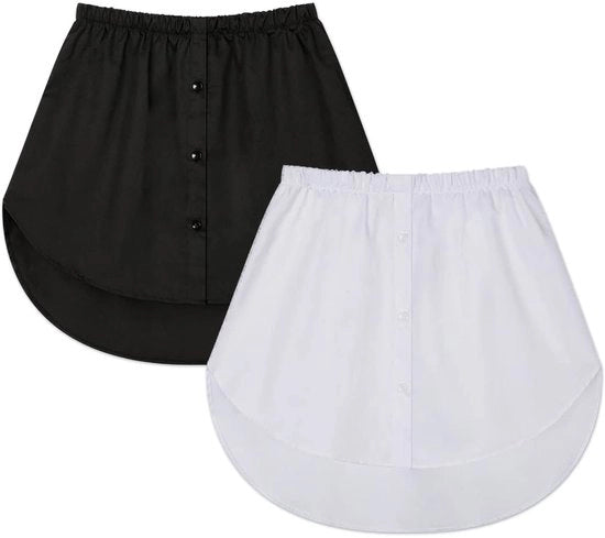 Miniroghe adattabili a più strati - Cintura elastica - Decorazione a punto - 2 pezzi (Nero/Bianco) - Lunghezza 45 cm