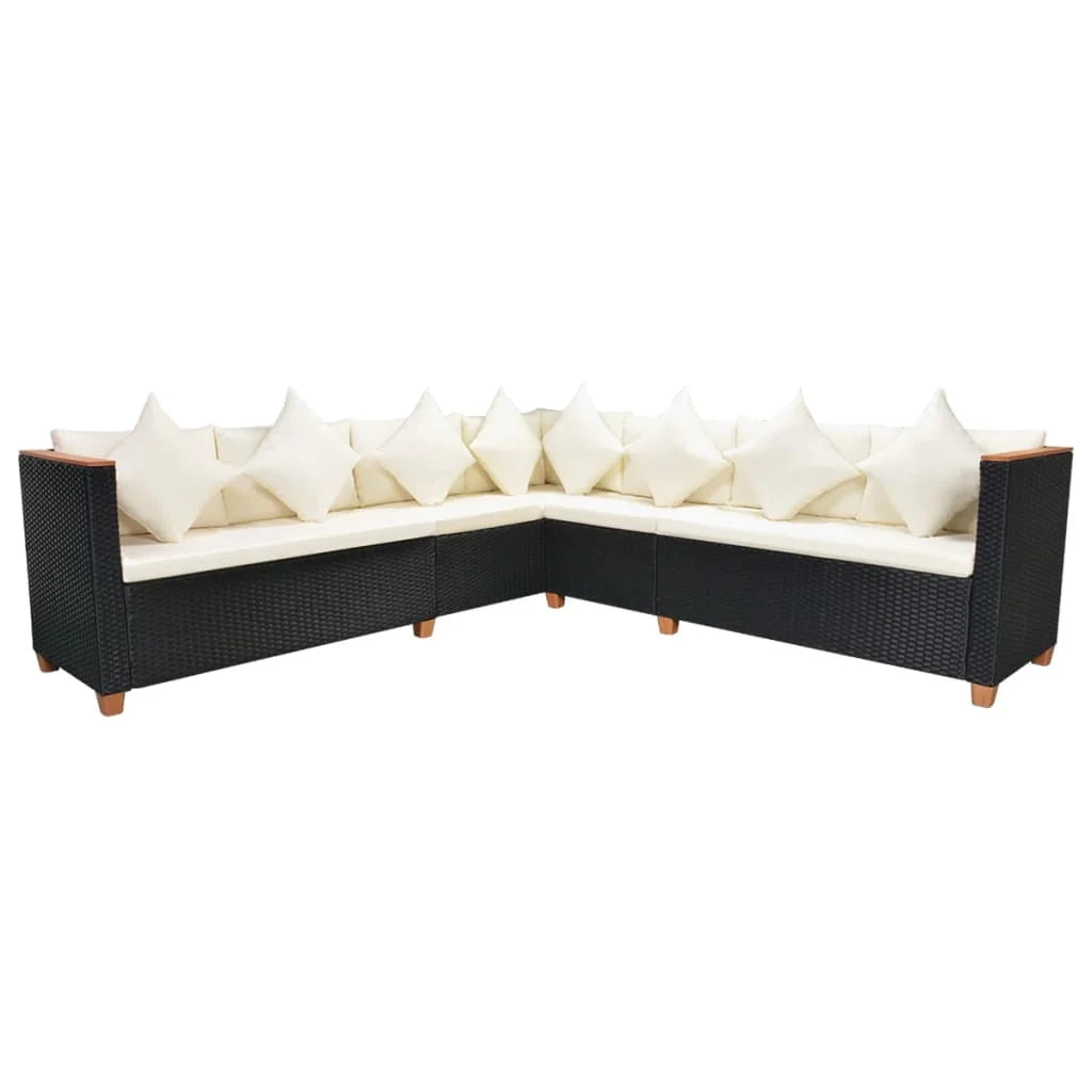 Set di mobili da giardino mobili da esterno 5 pezzi con cuscini resina intrecciata nera 02_0016493