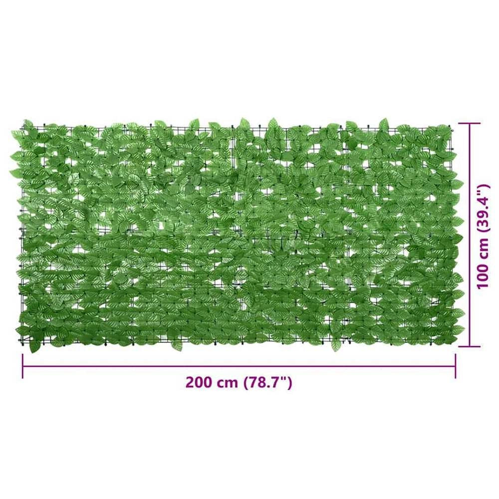 Balcony Privacy Screen With Green Leaves 200x100 Cm