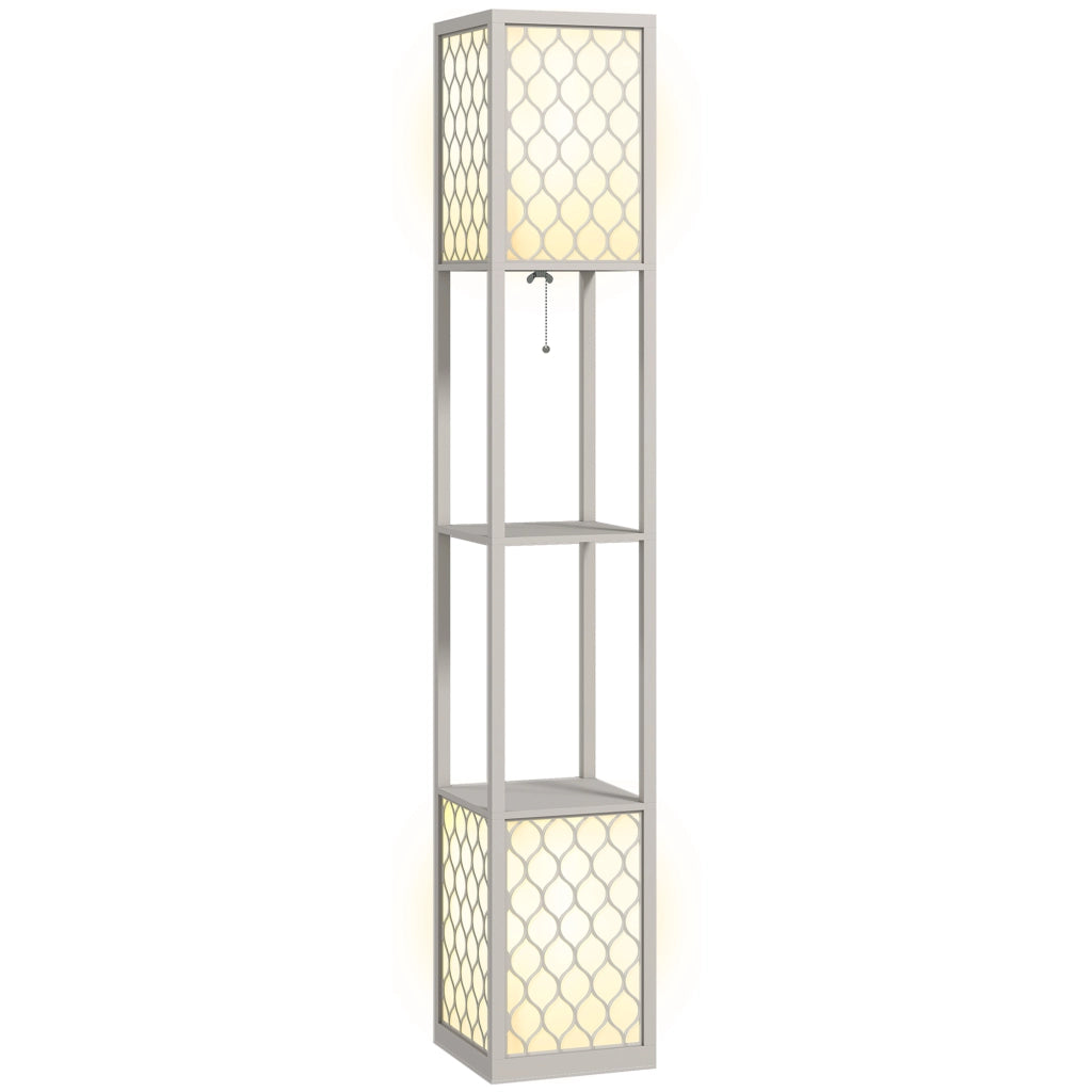 Lampada da terra ¨C Zephmum ¨C 2 ripiani, 26x26x156 cm, Nero + Bianco