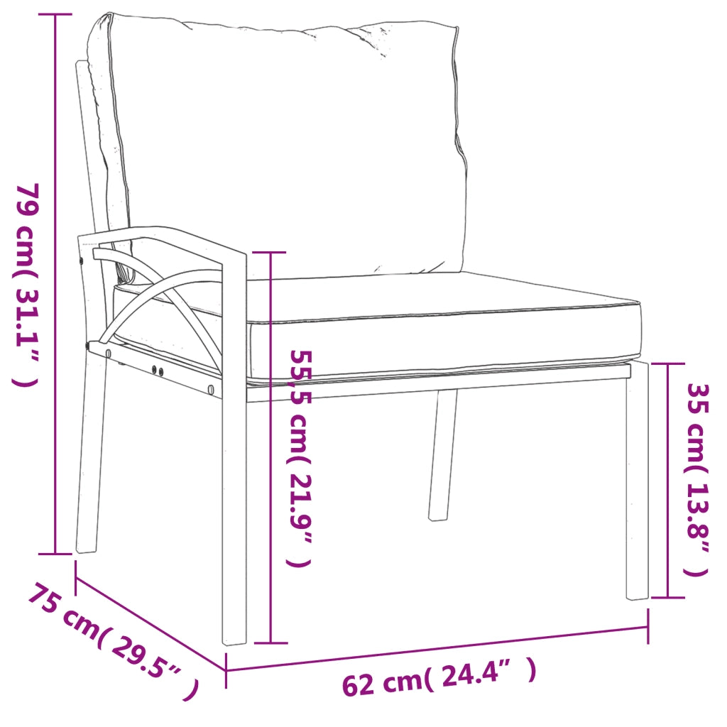 Sedia da patio-Sedie da Giardino con Cuscini Grigi 2pz 62x75x79 cm Acciaio