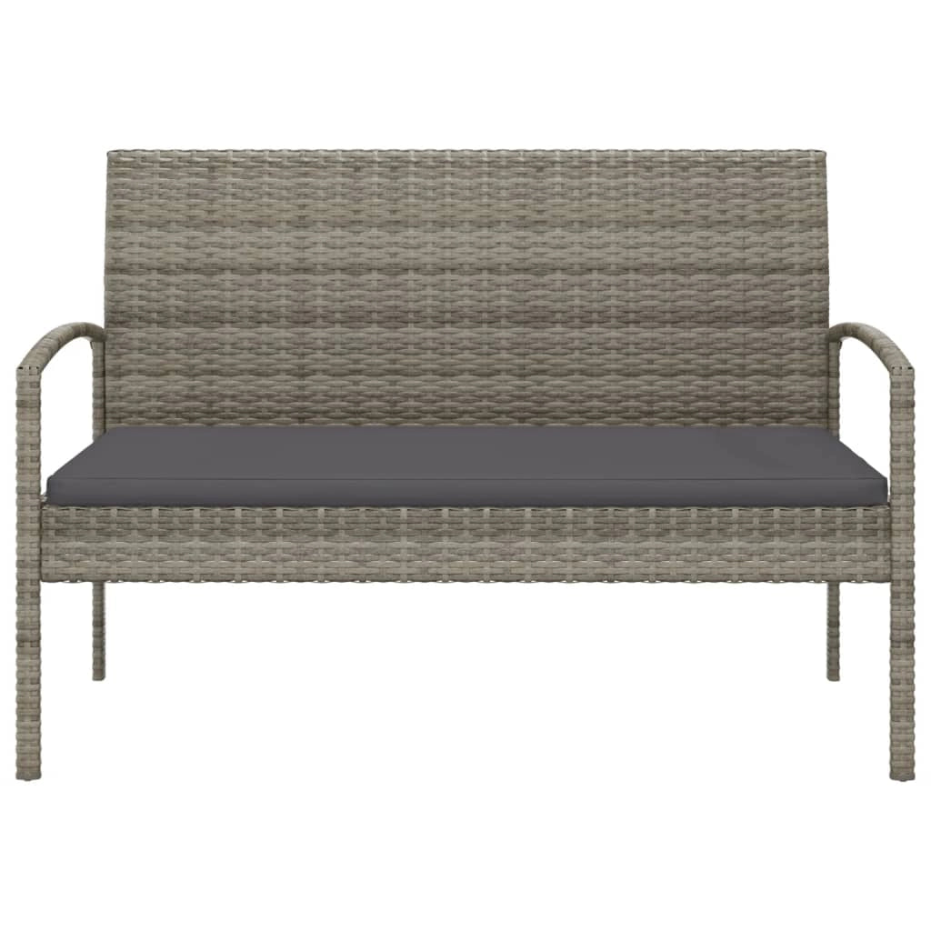 Panca da giardino arredo da giardino per esterni con cuscino grigio 105 cm resina intrecciata 02_0011506