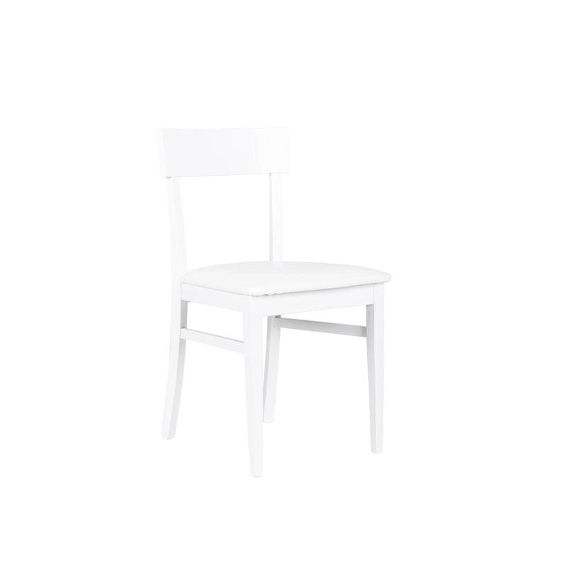 4x Sedia in legno laccato bianco con seduta in similpelle 445xh. 82 cm