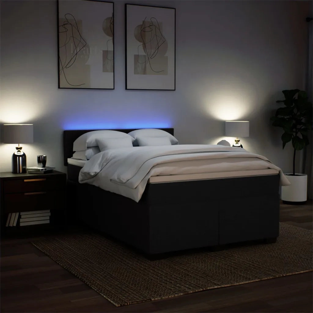 Giroletto a Molle con Materasso Nero 140x200 cm in Tessuto
