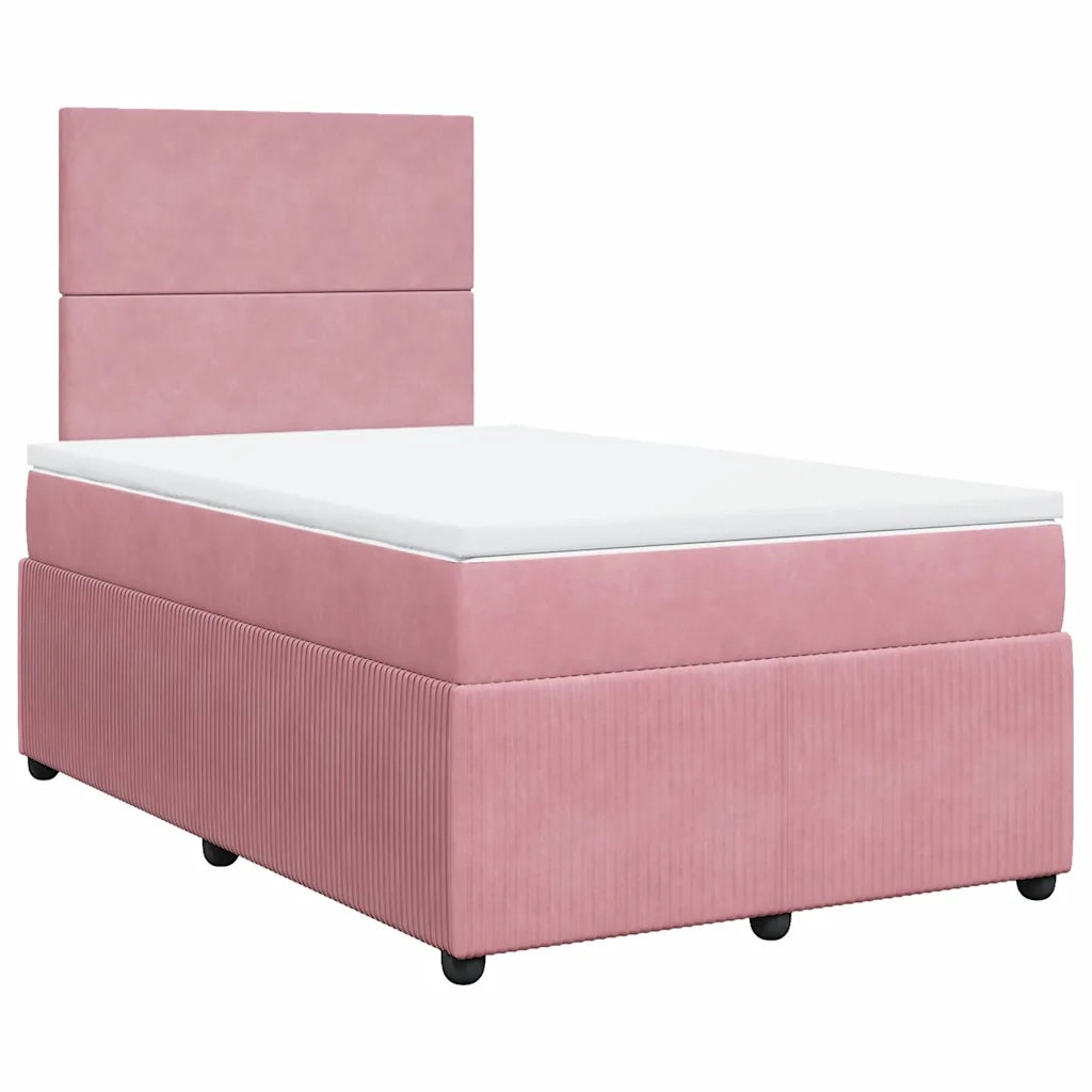 Giroletto a Molle con Materasso Rosa 120x200 cm in Velluto