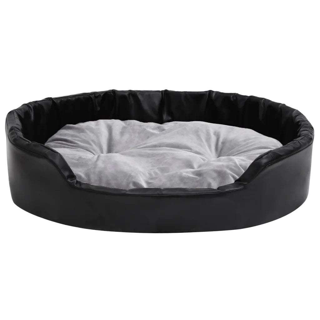 Lettino per Cani Nero e Grigio 90x79x20 cm Peluche e Similpelle cod mxl 46076