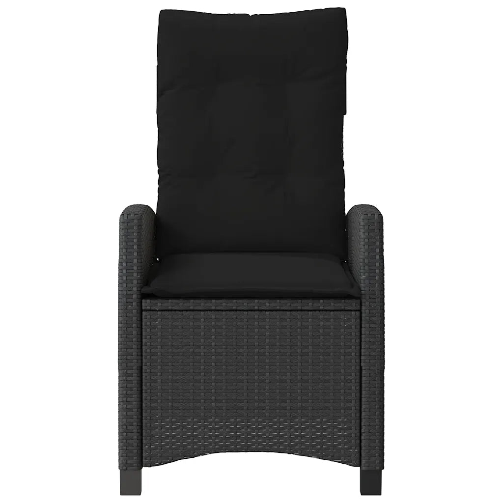 Sedie Reclinabili da Giardino 2 pz | Sedie da Esterno con Cuscini Nero Polyrattan