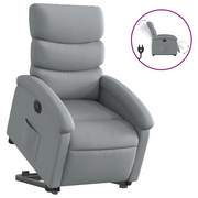 Poltrona | Sedia Relax Reclinante Alzapersona Elettrica Grigio Chiaro Tessuto