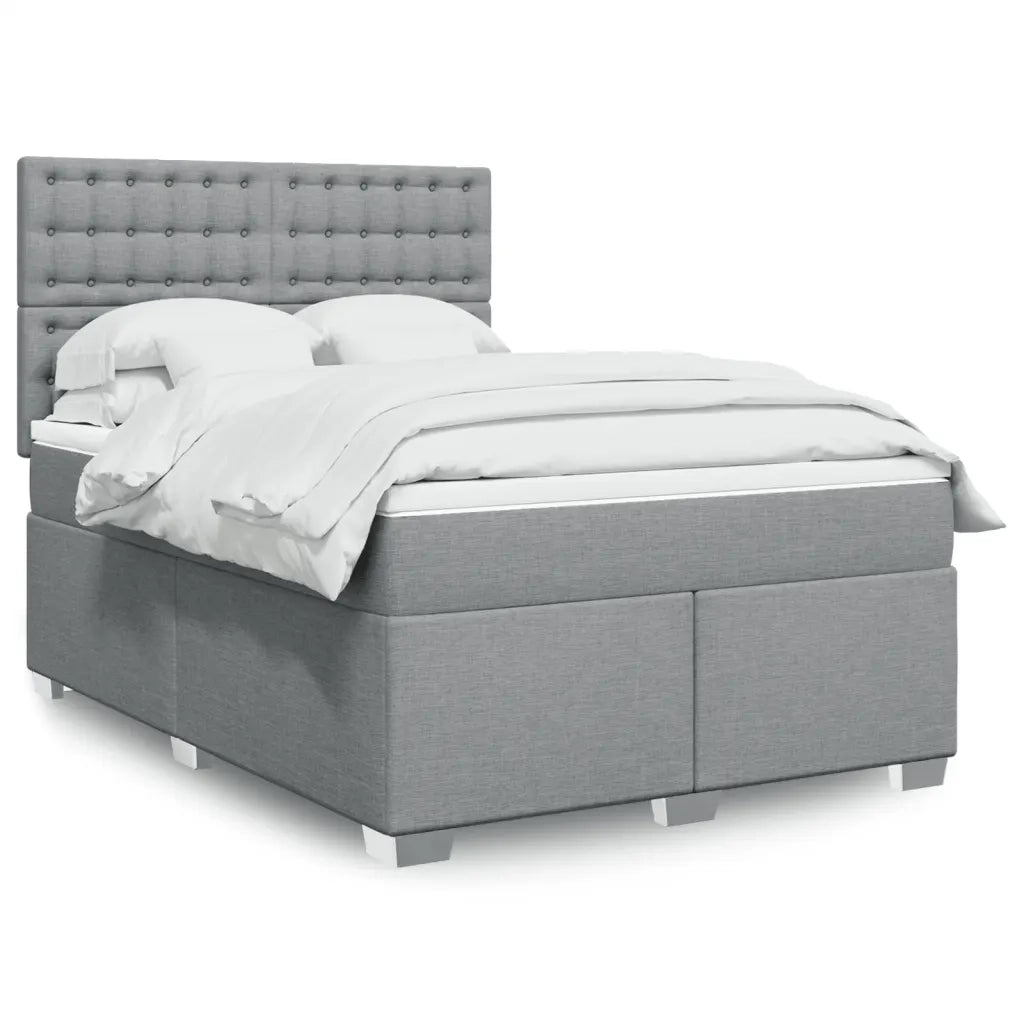 Giroletto a Molle con Materasso Grigio Chiaro 140x200cm Tessuto