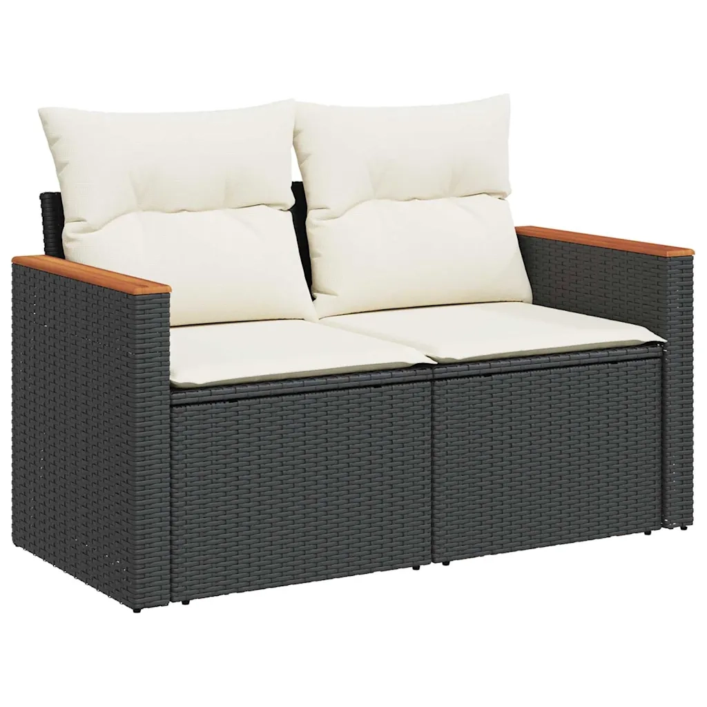 Divano da Giardino con Cuscini a 2 Posti Nero in Polyrattancod mxl 112624
