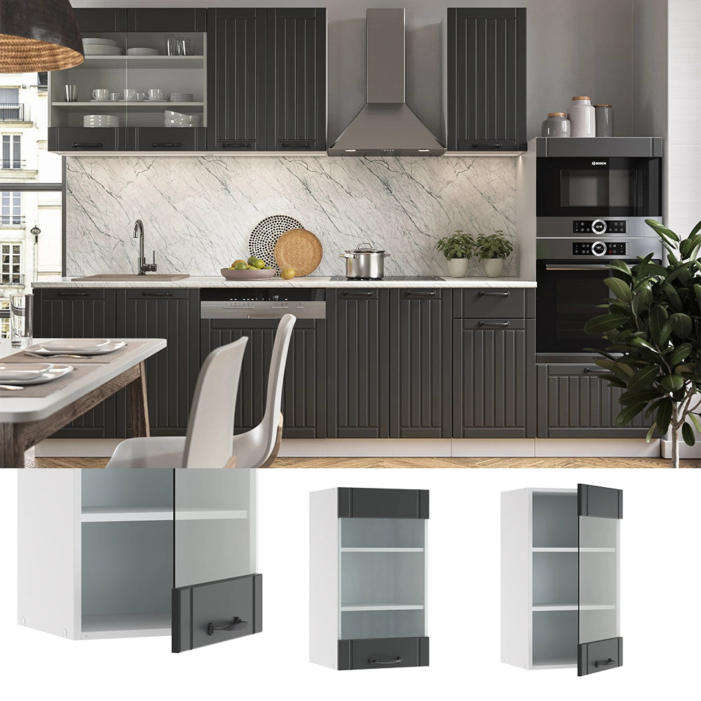 Vicco Mobile da cucina in vetro Antracite casa di campagna 40 cm