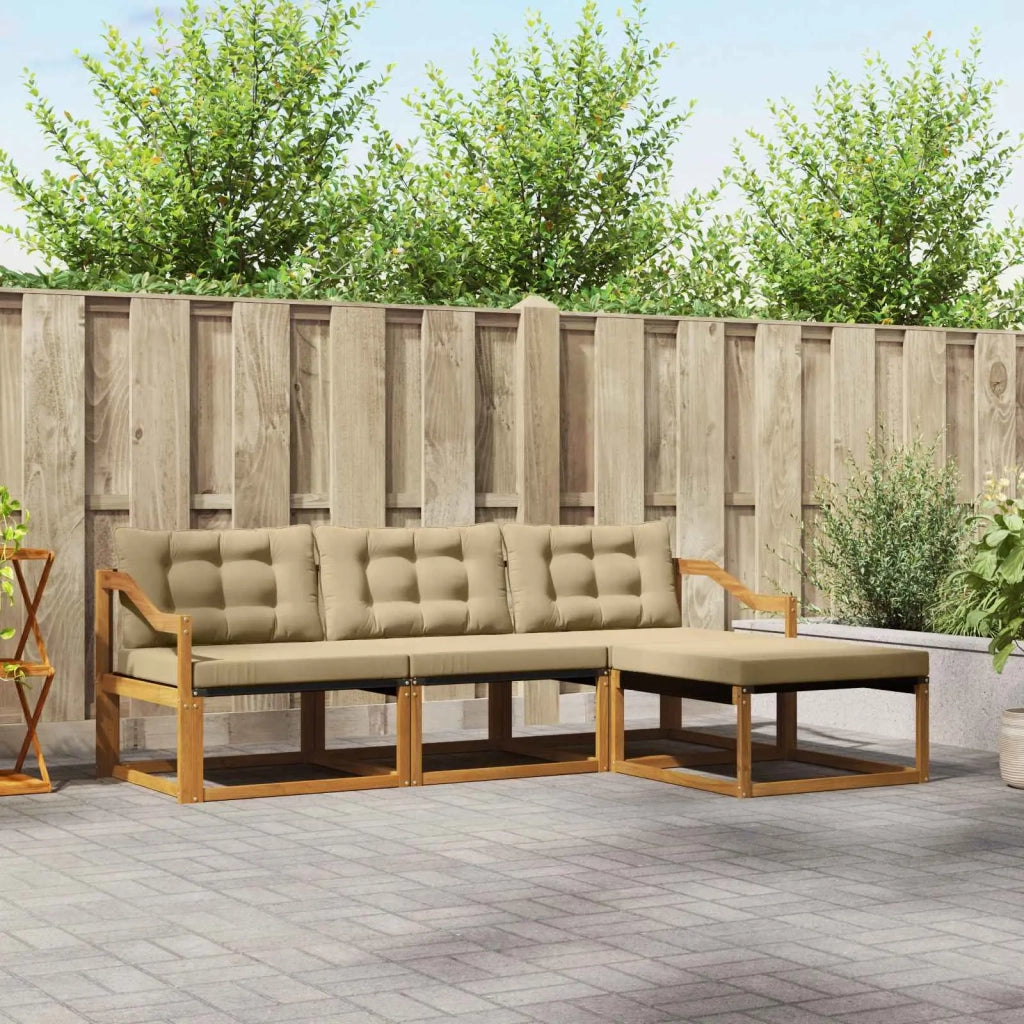 Set di divani da esterno con cuscino 4 pcs Naturale e Beige 3369348