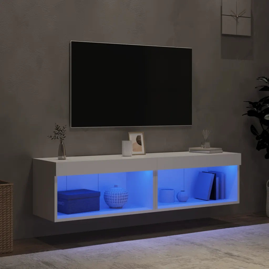 Mobili TV con Luci LED 2pz-Set di 2 Credenza per TV Bianchi 60x30x30 cm