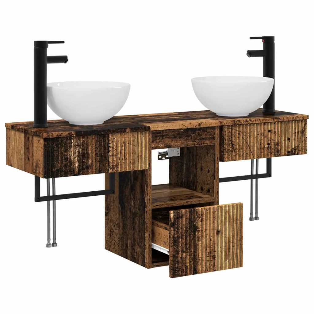 Set di mobili per il bagno 3 pz Legno antico 3405595
