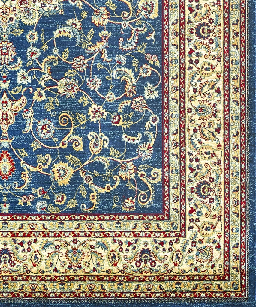 Tappeto KAZAKH 2154 blu e beige cm.300x400 stile orientale persiano alta qualità con effetto lucente