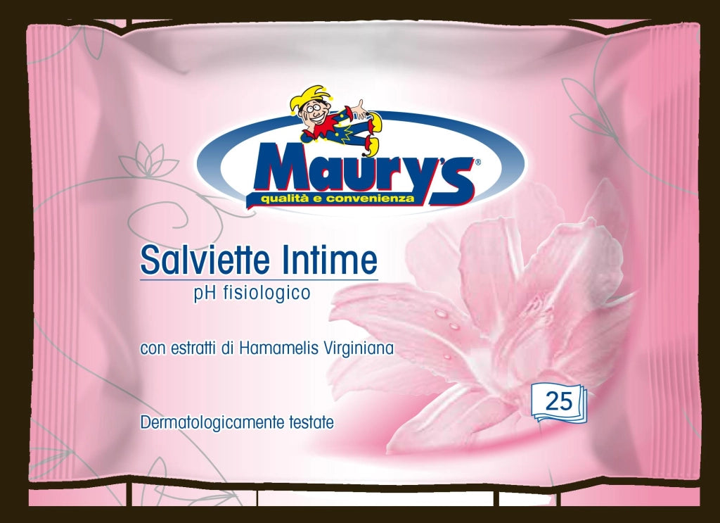 MAURY'S SALVIETTE DETERGENTI UMIDIFICATE INTIME 25PZ PH FISIOLOGICO