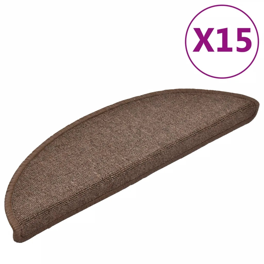 Tappetini per Scale 15 pz Marrone CaffÃ¨ 56x17x3 cmcod mxl 127643