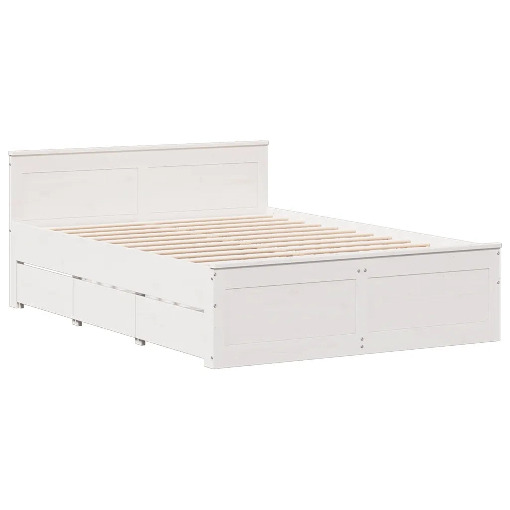 vidaXL Letto Libreria senza Materasso Bianco 150x200 cm Legno di Pino