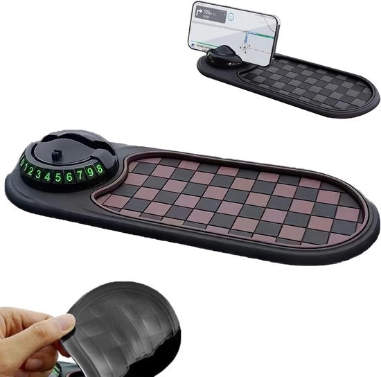 Mat antislip universale per auto con 3 funzioni, supporto per telefono per auto, mat antislip per auto con decorazione per telefono, occhiali e dispositivi mobili.