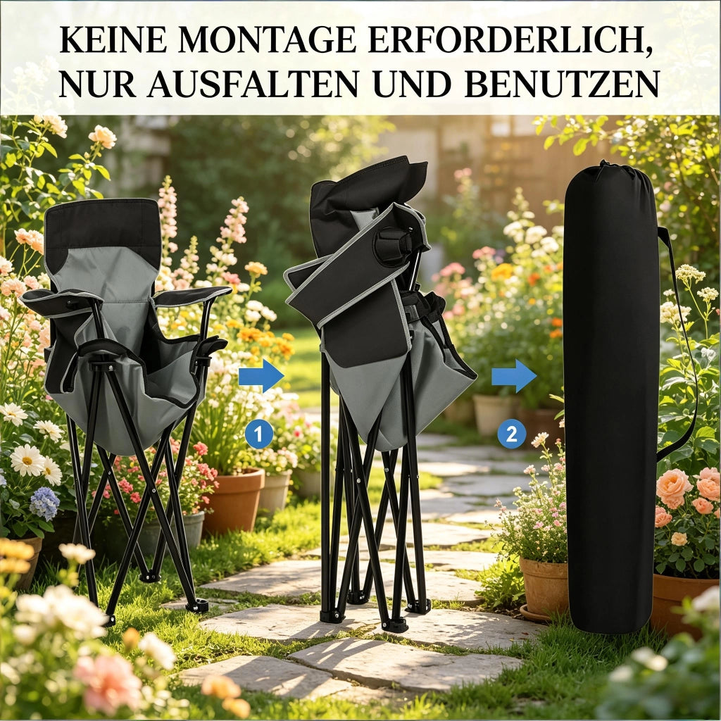 SEDIA PIEGHEVOLE DA ESTERNO CON PORTABICCHIERE 84x110x62 cm Nera