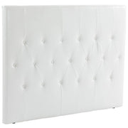 TESTIERA LETTO MATRIMONIALE IMBOTTITA CON DESIGN A BOTTONI, IN PELLE PU E MDF, 160X7X120 CM, BIANCO