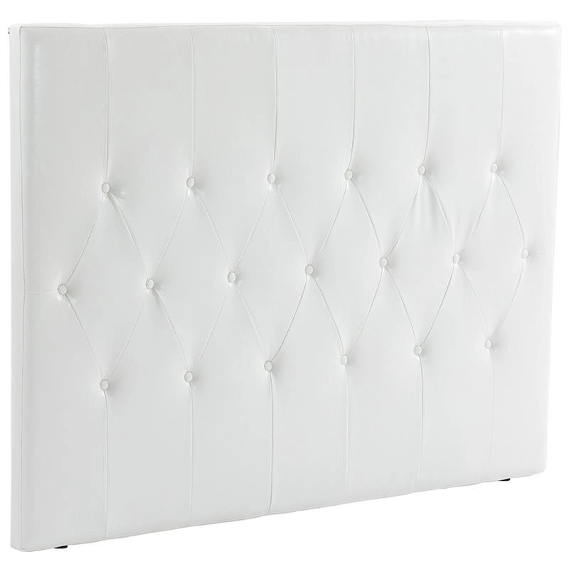 TESTIERA LETTO MATRIMONIALE IMBOTTITA CON DESIGN A BOTTONI, IN PELLE PU E MDF, 160X7X120 CM, BIANCO