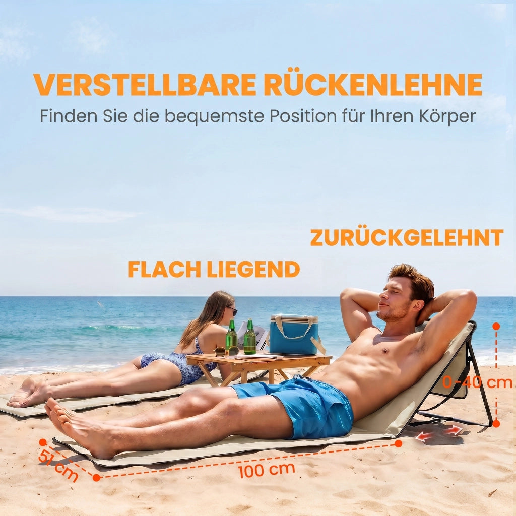 Set 2 Sedie da Spiaggia con Schienale Regolabile ¨C Zephmum ¨C Beige in Poliestere e Acciaio