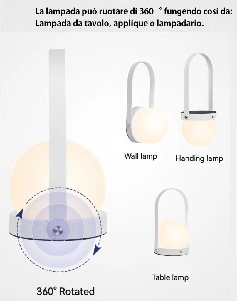 Lampada da tavolo a led moderna minimal nordica abatjour ricaricabile usb per casa bar ristorante cambia 3 luci con touch dimmerabile