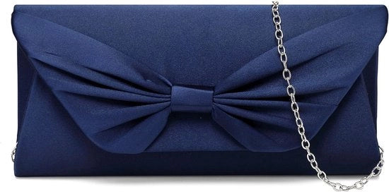 Tas da Sposa con Faccia a Strisce Satinata con Catena per Donna Clutch Portafoglio Borsa Matrimonio