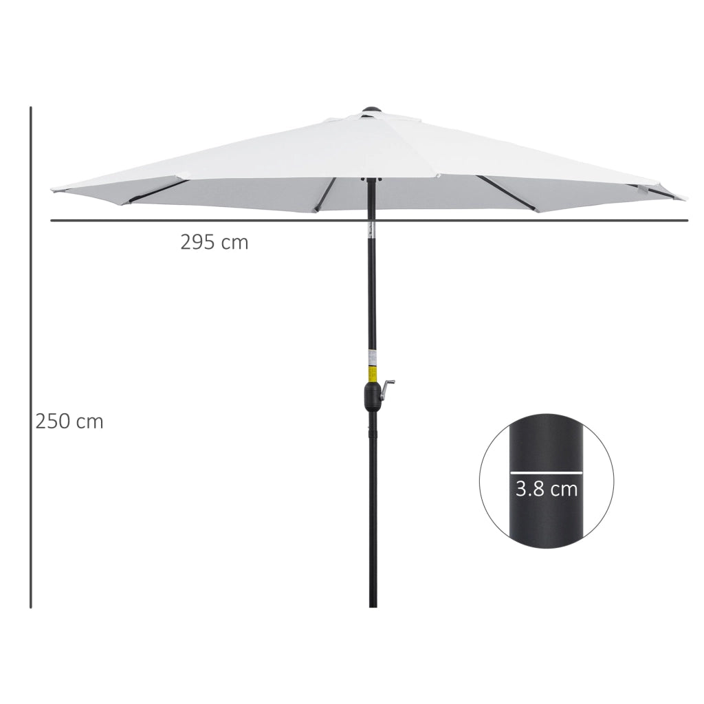 Ombrellone da Giardino Ø3m in Metallo e Poliestere Bianco