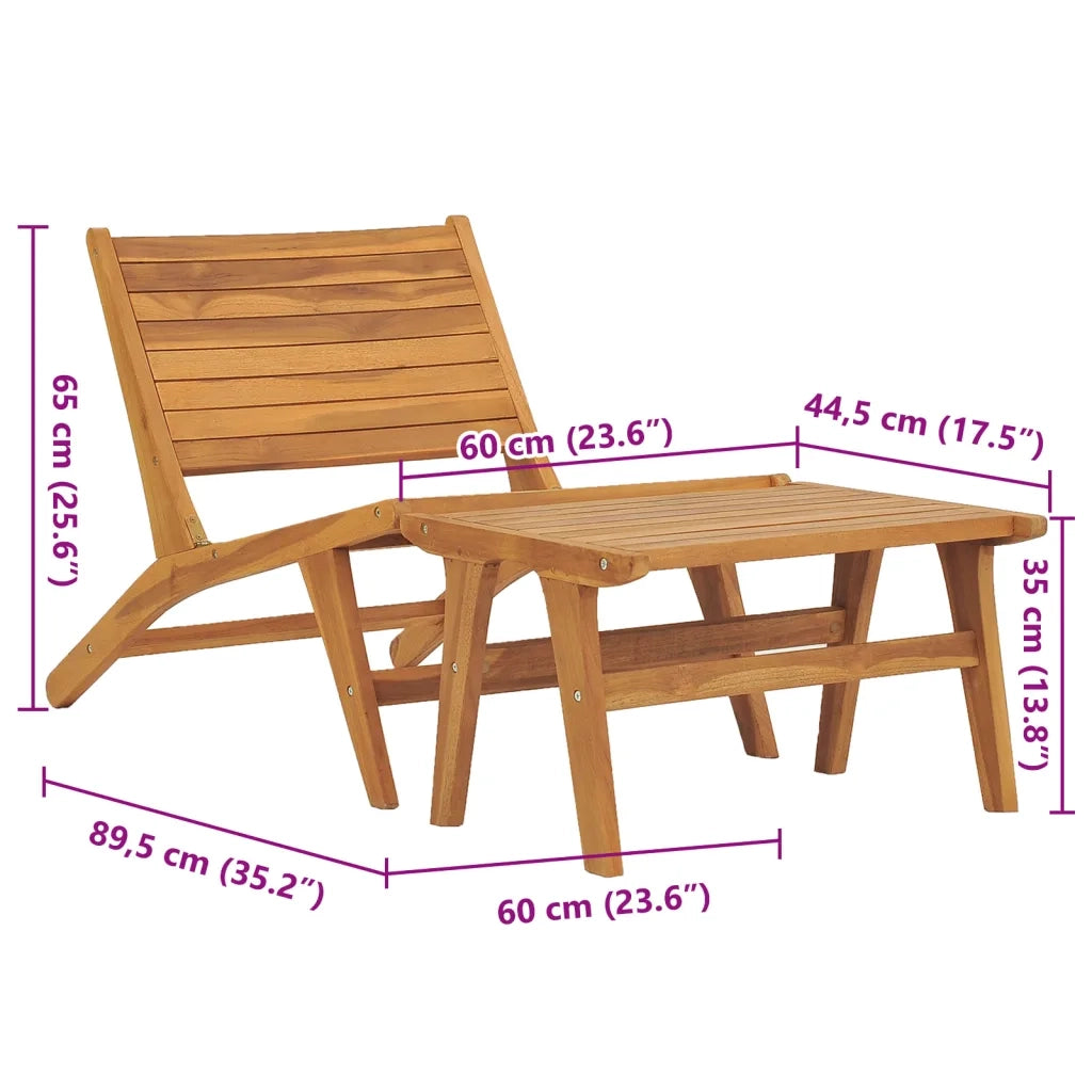 Sedia da Giardino | Sedie da Esterno con Poggiapiedi in Legno Massello di Teak