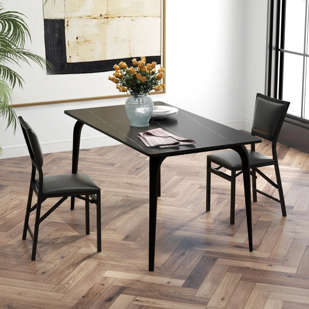 Set di 2 sedie pieghevoli con schienale alto e telaio in metallo-Sedie alte da bancone imbottite in ecopelle Nero