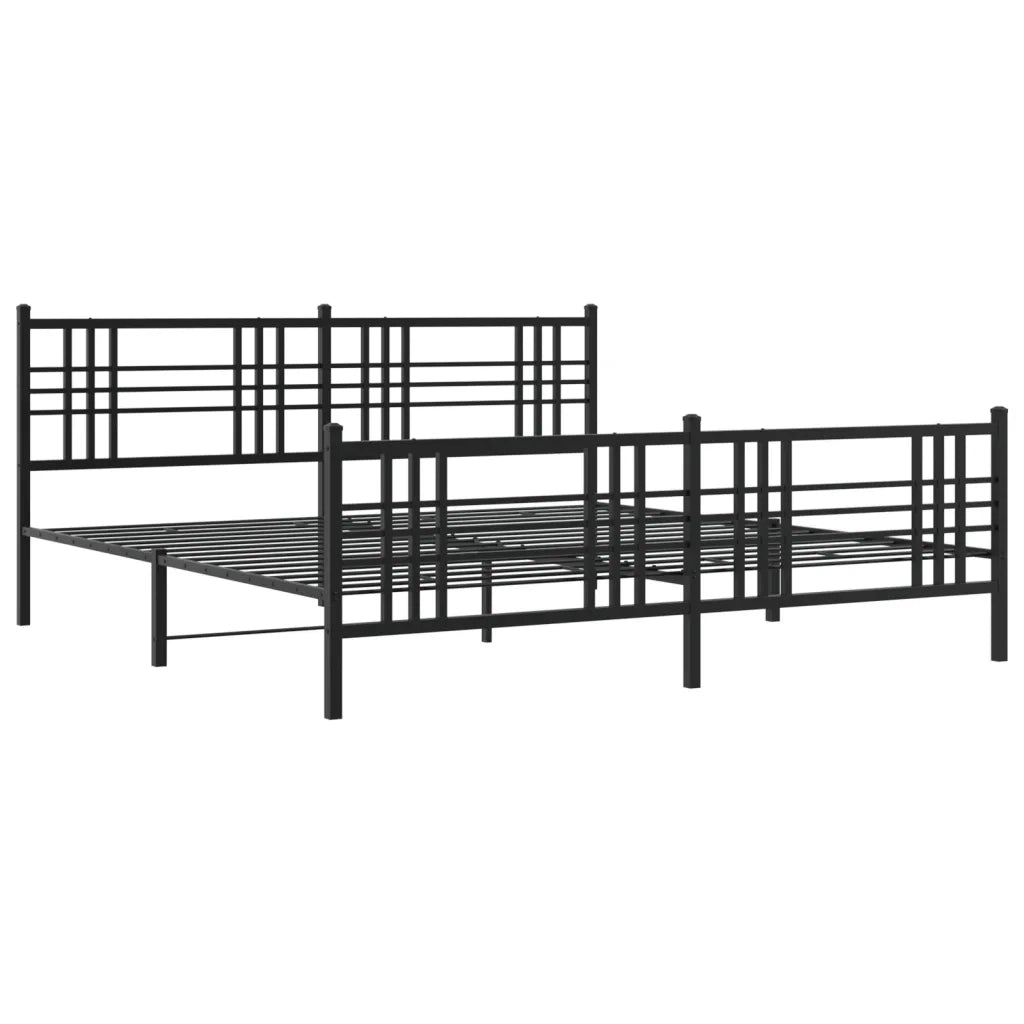 Giroletto con Testiera e Pediera Metallo Nero 200x200 cm 376349