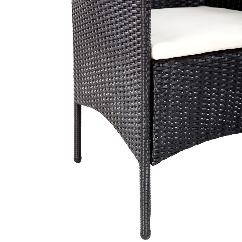 Set Divani da Giardino 4 pz | Set Salotto da Giardino con Cuscini in Polyrattan Nero