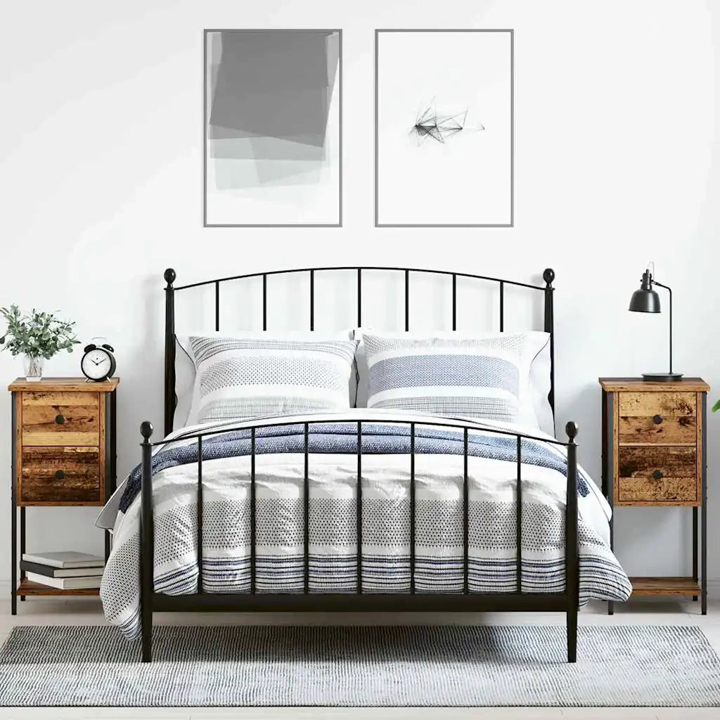 Set di 2 Comodini | Armadio da Notte | Mobiletto da notte Legno vecchio 32 x 42 x 70 cm