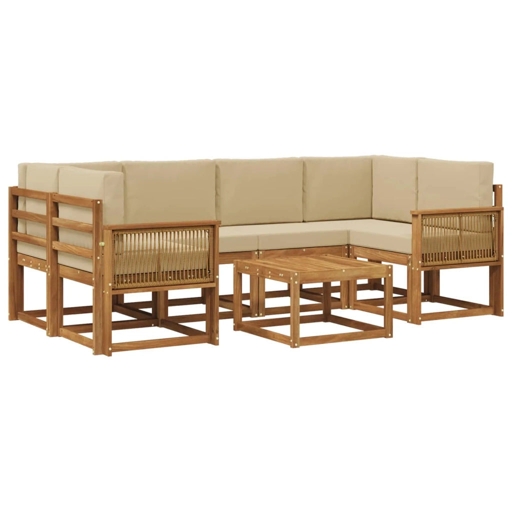 Set di divani da esterno 7 pcs Naturale e Beige Poliestere 3385039