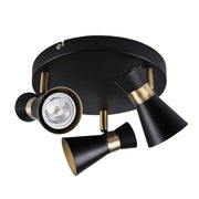Plafoniera Kanlux Mileno 29112 3 luci GU10 nero oro