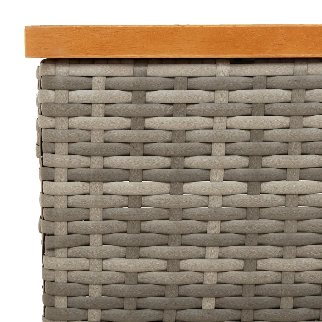 Tavolo da Giardino | Tavolino da esterno Grigio 70x70x25cm Rattan e Legno di Acacia
