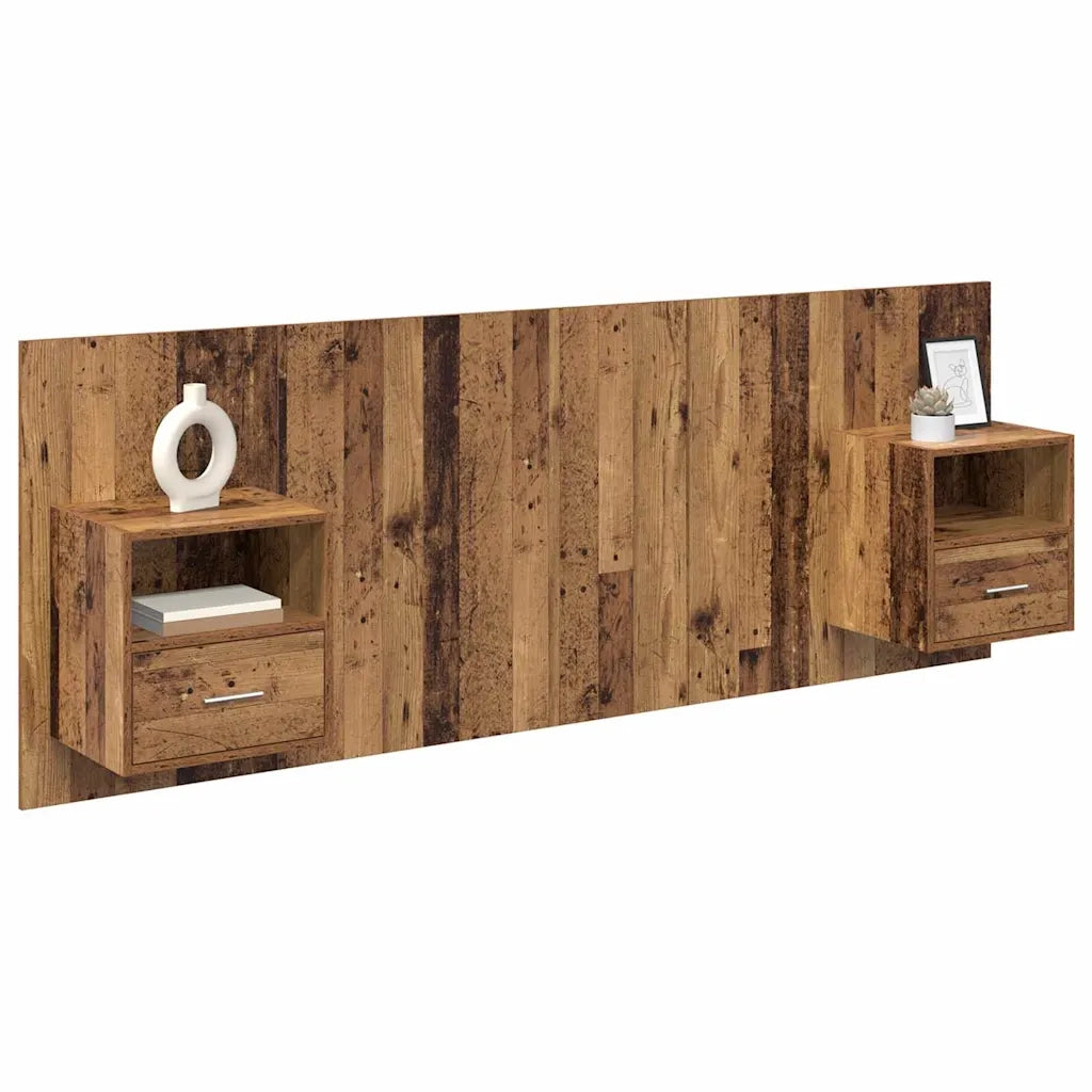 Testata con Comodino 3 pcs Legno vecchio Legno multistrato 3415734
