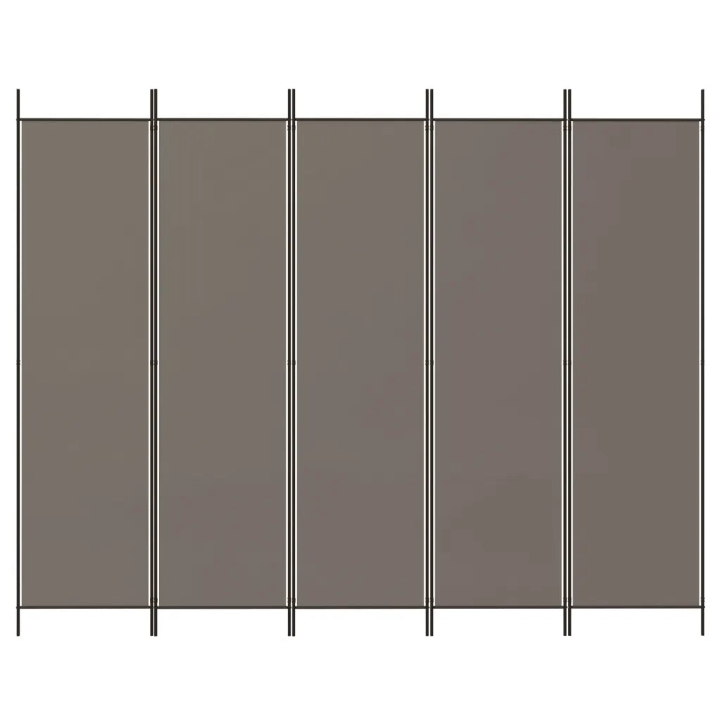 Divisorio a 5 Pannelli Antracite 250x200 cm Tessuto 350188