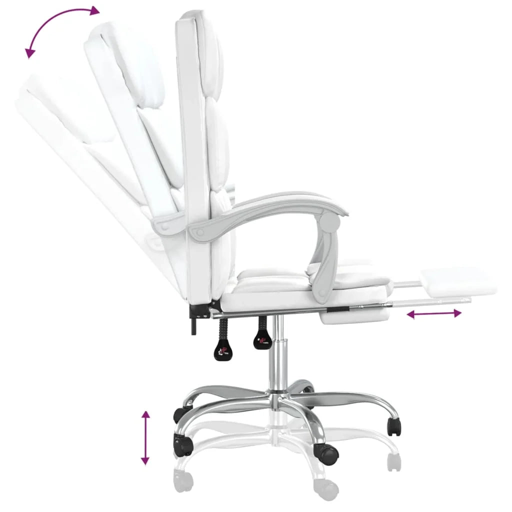 Sedia da ufficio in similpelle bianca con seduta girevole e reclinabile adatta per l'uso al computer o per lo studio. 02_0024232