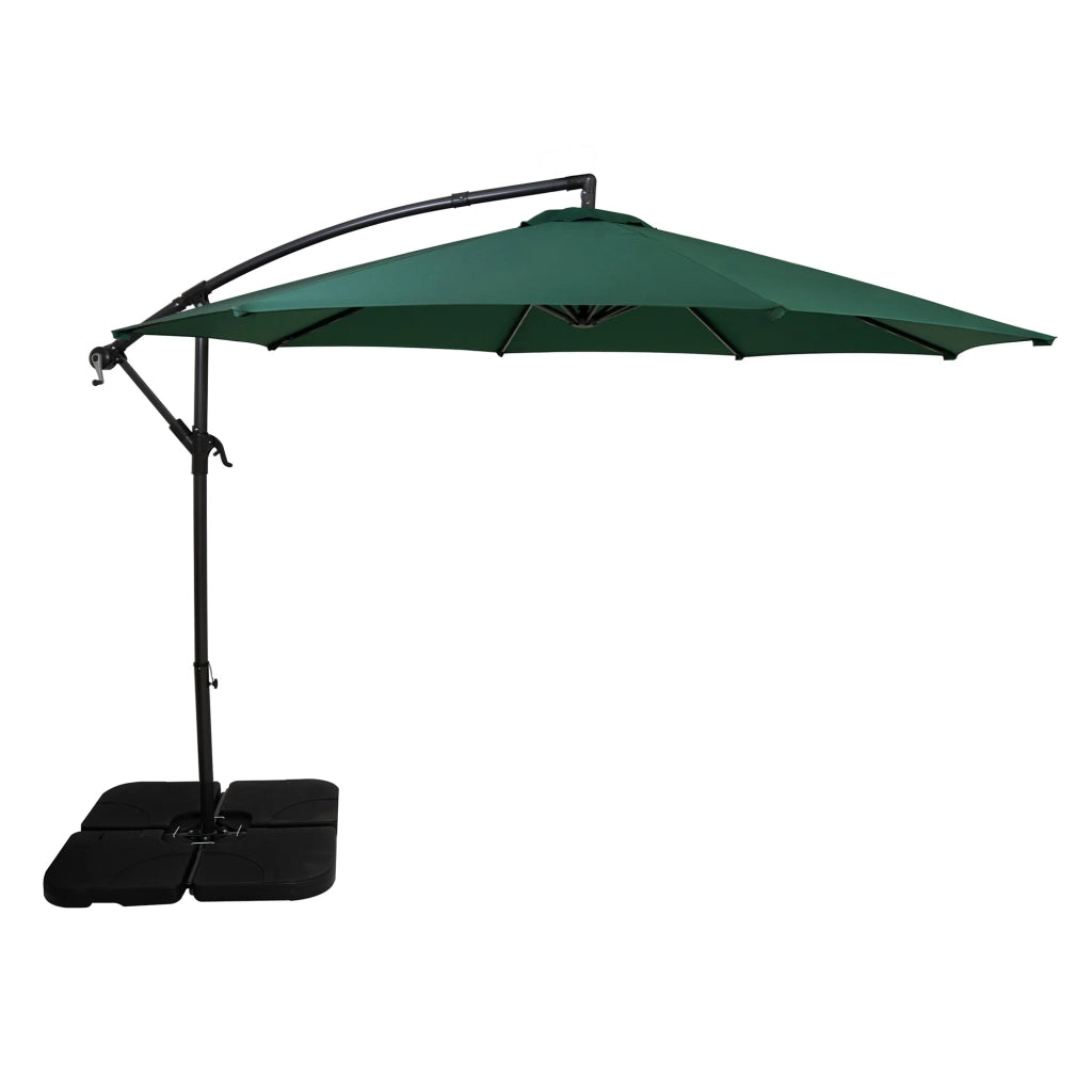Ombrellone Decentrato 3m Verde Banana con Base Quadrata Riempibile