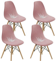 Set di 4 copricuscini rimovibili, elastici a jacquard per sedile da tavolo, rosa