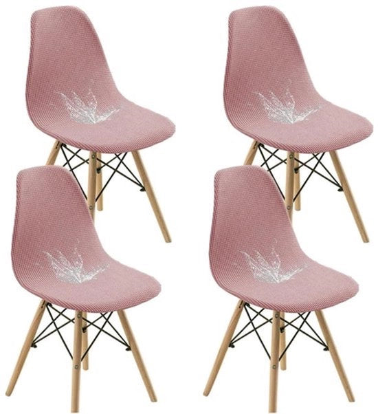 Set di 4 copricuscini rimovibili, elastici a jacquard per sedile da tavolo, rosa
