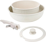 Set di cottura 3 pezzi - Padella da 26 cm - Ciotola da 20 cm - Manico rimovibile - Profondità 6/8,5 cm - Ideale per cucinare e cuocere - Piatto da cottura