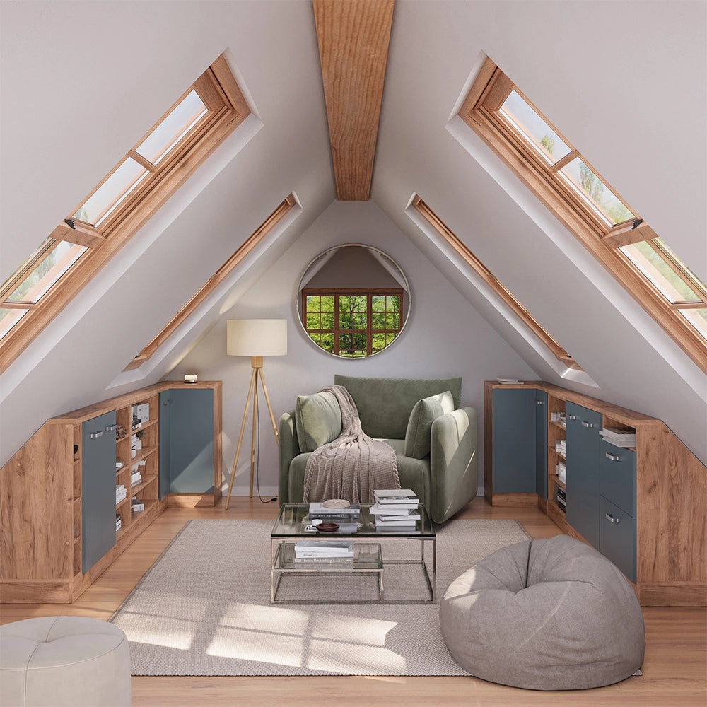 Mobile sottotetto Mobile angolare Rion Grigio-blu/Rovere dorato 75.6 x 83.8 cm con 1 porta Vicco