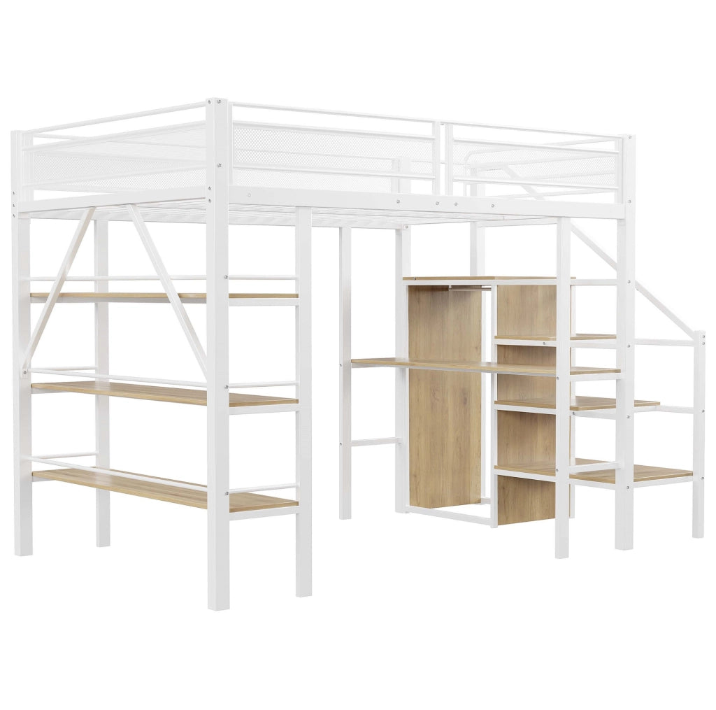 Letto a soppalco modulare 140 x 200 cm con scrivania e armadio