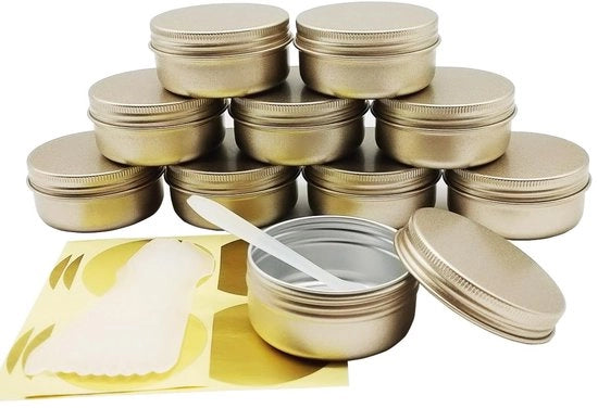 Contenitori cosmetici in alluminio 10 pezzi 50ml - con coperchio a vite - leggeri - impermeabili - finitura matte oro - contenitori in latta
