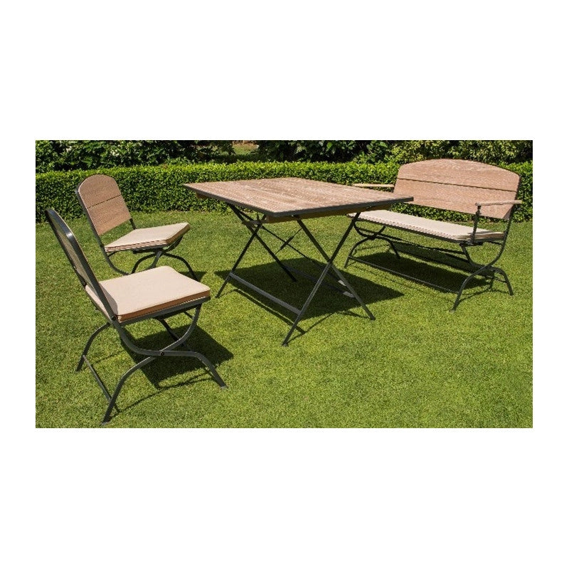 SET AUSTRALIA ROBINIER CERUSE COMPOSE D' TABLE 115 cm+1 BANC+ 2 CHAISES MBR3377